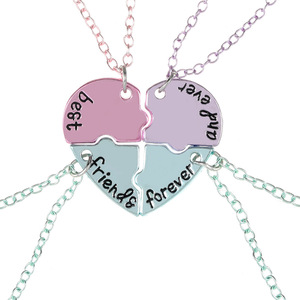 Collana con Ciondolo Vintage a Forma di Puzzle 3-4 Pezzi in Lega, Cuore Spezzato Personalizzato per Migliori Amici, Gioiello Trendy per Feste - Product Image 5