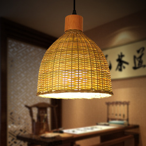 Bamboo Art Pendant <b>Light</b> Round E27 LED Living Room <b>Dining</b> Room Chandelier - Product Image 2