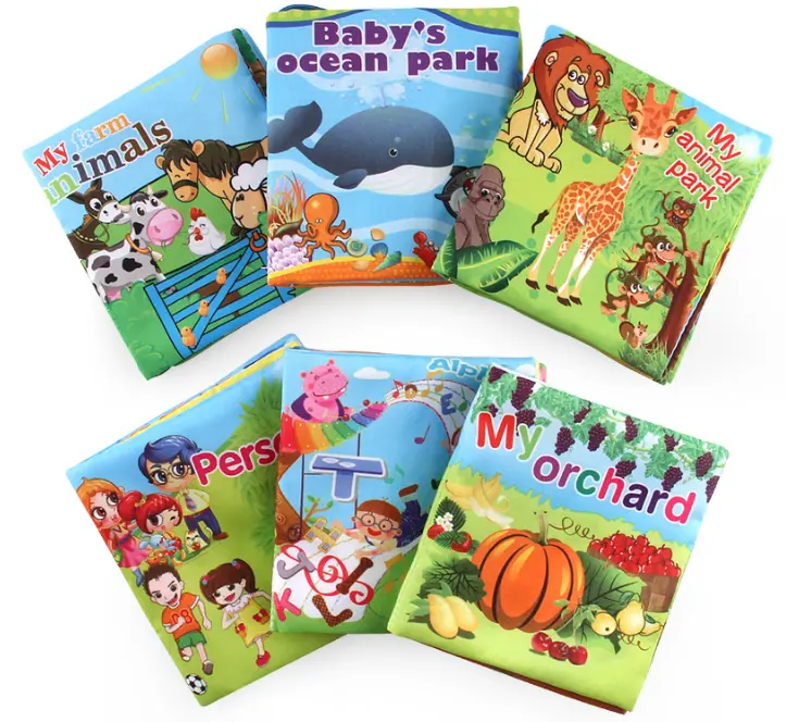 Butik Puzzle Mainan Pembelajaran Pendidikan Dini Bayi Buku Kain Cetak Hewan Bahasa Inggris dengan Kertas Suara Buku Kain Bayi