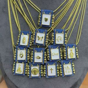 BD-L5725 Ensemble de colliers scapulaires en denim émaillé, comprenant un <span class=keywords><strong>scapulaire</strong></span> Croix de Notre-Dame et des colliers Cœur Sacré et Papillon, pour cadeaux décontractés - Product Image 1
