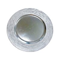 Assiettes de présentation en plastique argentées de 13 pouces, design ligne argentée, vente en gros, 100 pièces, logo personnalisé, pour mariage, buffet, fête