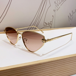 Lunettes de soleil de luxe œil de chat <span class=keywords><strong>serpent</strong></span> doré pour femme, monture triangulaire rétro, verres dégradés, protection UV400, lunettes de créateur tendance - Product Image 5