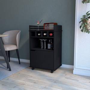DB Black 1-Door Storage <b>Cart</b> Elegant <b>Bar</b> <b>Cart</b> Design - Product Image 1