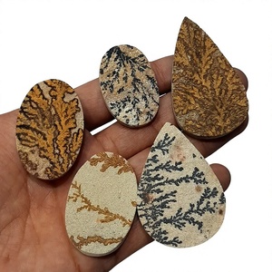 Cabochon d'agate dendritique naturelle, forme ovale goutte d'eau, pierre précieuse de qualité pour la fabrication de bijoux, vente en gros - Product Image 1