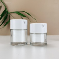 Pot en verre à double paroi de 50 ml avec bouchon pompe sans air, réutilisable, pour crème cosmétique pour le visage