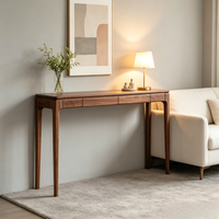 Table d'entrée de luxe minimaliste de style chinois en bois massif, moderne nordique, longue, en chêne premium, en bois d'hévéa écologique, en noyer noir