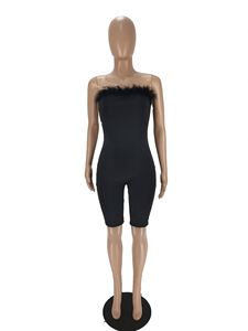 Moulante été barboteuse Sexy barboteuses <span class=keywords><strong>pour</strong></span> femmes sans bretelles Shorts <span class=keywords><strong>Latex</strong></span> Bodyshape plume <span class=keywords><strong>combinaison</strong></span> - Product Image 2