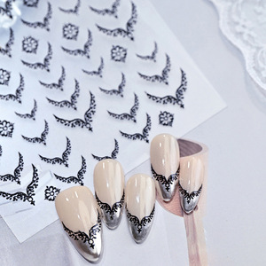 Autocollants pour ongles de style français en forme de V avec estampage à chaud vintage, faciles à appliquer, autocollants pour nail art, pour manucure DIY en salon - Product Image 6