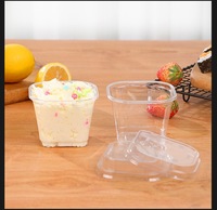 300ml Wegwerpbaar Vierkant Doorzichtig Plastic Bakje voor Cake, Mousse, Pudding en Fruitsalade