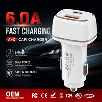 Chargeur de voiture USB mini 38W avec USB C PD et USB A QC3.0, adaptateur de charge rapide 12V 24V, fabrication OEM ODM, vente en gros