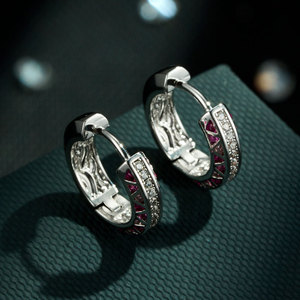 Huggie Earrings Geometric Micro Pave Zirconium Copper Alloy Women's Fashion Jewelry EA14365 - Product Image 4