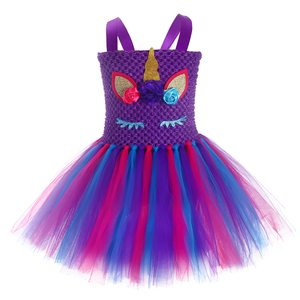 Robe d'été de haute qualité pour fête d'anniversaire Bébé Violet <span class=keywords><strong>Licorne</strong></span> Sequin Fluffy Tulle Tutu Robes pour Filles Enfants - Product Image 2