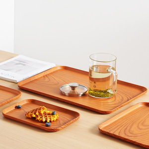 Bandeja de Metal de grano de madera de imitación cuadrada comercial para servicio de Hotel para cafetería cena pastel de té patrón ovalado para fiestas - Product Image 1