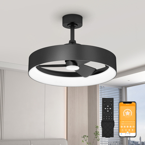 23in Low Profile <b>Ceiling</b> Fan with <b>Light</b> 6 Speeds Pure Copper Motor Dimmable 3000K-6500K <b>Remote</b> APP <b>Control</b> for Bedroom - Product Image 1