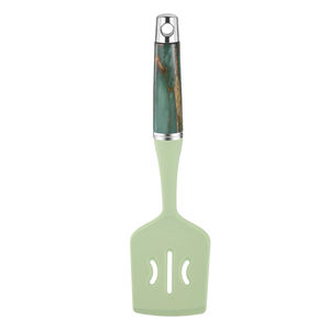 Ensemble d'ustensiles de cuisine en silicone à 7 pièces avec manches en marbre et grain de bois, et support de rangement en plastique en forme de fusée - Product Image 4