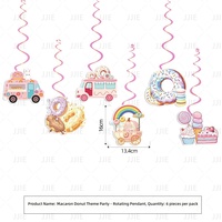 Nouvel ensemble de vaisselle jetable en papier à thème macaron et beignet, motif dessin animé mignon, pour fêtes d'anniversaire, fabriqué en Chine