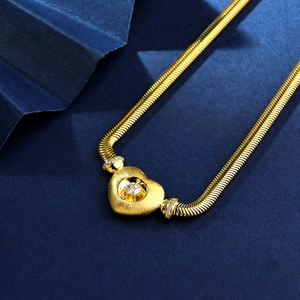 Colliers pendentifs en chaîne serpent en argent sterling 925 classique de style chrétien, plaqués or jaune 18 carats, avec zircon, faits à la main - Product Image 4