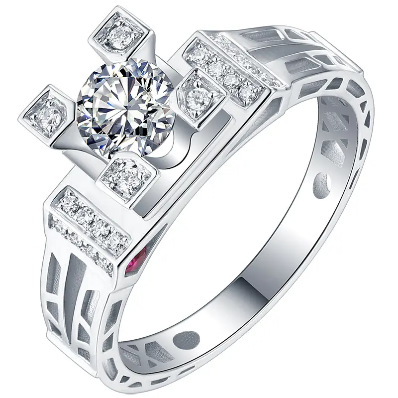 Eiffeltoren Moissanite Bruiloft Diamanten Ring Vrouwelijke 925 Zilveren Sieraden Klassieke Luxe 1 Karaat Verstelbare Ring