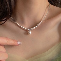 Collier pendentif en perles d'eau douce en gros, 6-13 mm, plaqué tungstène argenté, style luxe léger, bijoux pour femmes