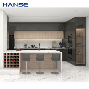 사용자 정의 나무 찬장 캐비닛 세트 디자인 현대 옻칠 매트 마감 나무 부엌 캐비닛 아파트 - Product Image 3