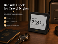 Kylendar Mini Horloge de Chevet à Écran Souple 4,2 pouces avec Affichage de l'Heure et Calendrier E-Paper pour Chambre, Maison, Voyage et Utilisation Nocturne