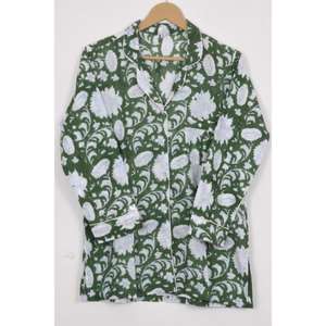 Ensemble de pyjama en coton floral de qualité supérieure, imprimé à la main, vêtements de nuit pour femmes, ensembles de vêtements de nuit confortables pour femmes - Product Image 4