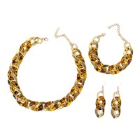 Nouvelle collection 2026 : Parure de bijoux tendance pour femme, anti-ternissement, hypoallergénique, plaqué or, avec boucles d'oreilles et collier en acrylique, bijoux en argent Tai, idéale pour les soirées.