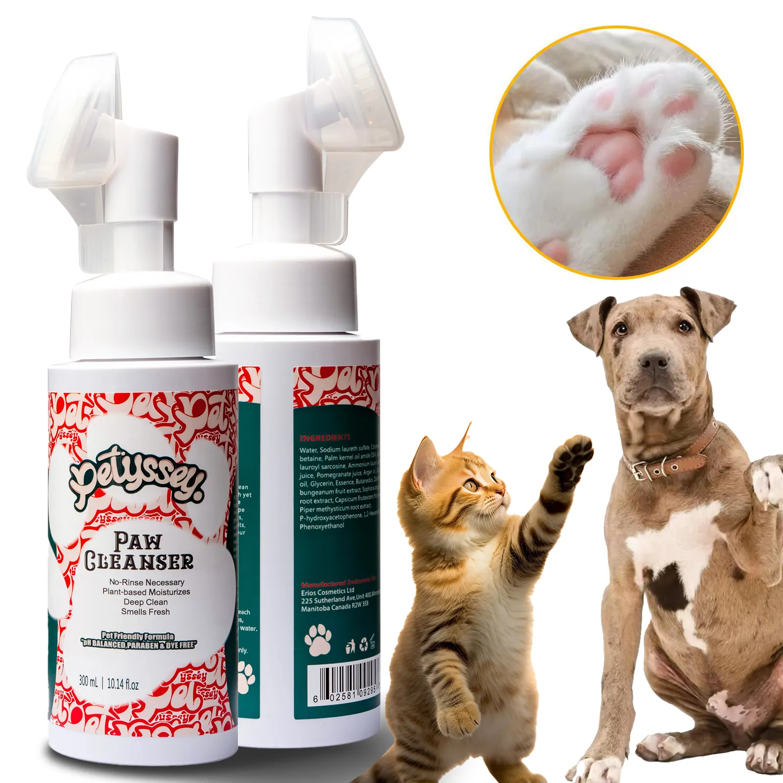 Pet Paw waterless Shampoo Dog Paw Cleaner con cepillo de silicona All-around