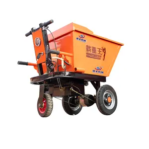 New Designed Electric Wheelbarrow with Motor and Brake 3 Wheels 600kg Capacity Battery Power Easy Turning Mini Dumper Trolley