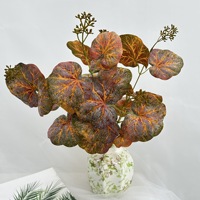 YL Kunstmatige Hibiscus Bladeren Zijden Bloemen Woonkamer Bloemdecoratie Huis Bruiloft Decoratie Kunstplanten Groen Decoraties
