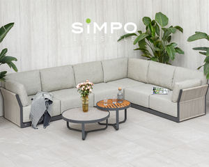 SIMPOLIFESTYLE - Muebles de Exterior Premium, Tumbona RAVENNA, Jardín, <span class=keywords><strong>Terraza</strong></span>, Hotel, Resort, Conjunto de Sofás de Esquina de Aluminio y Tela de Teca - Product Image 2