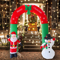Décoration de Noël transfrontalière pour cour, arche gonflable de 2,4 m, Père Noël et bonhomme de neige, 3 lumières