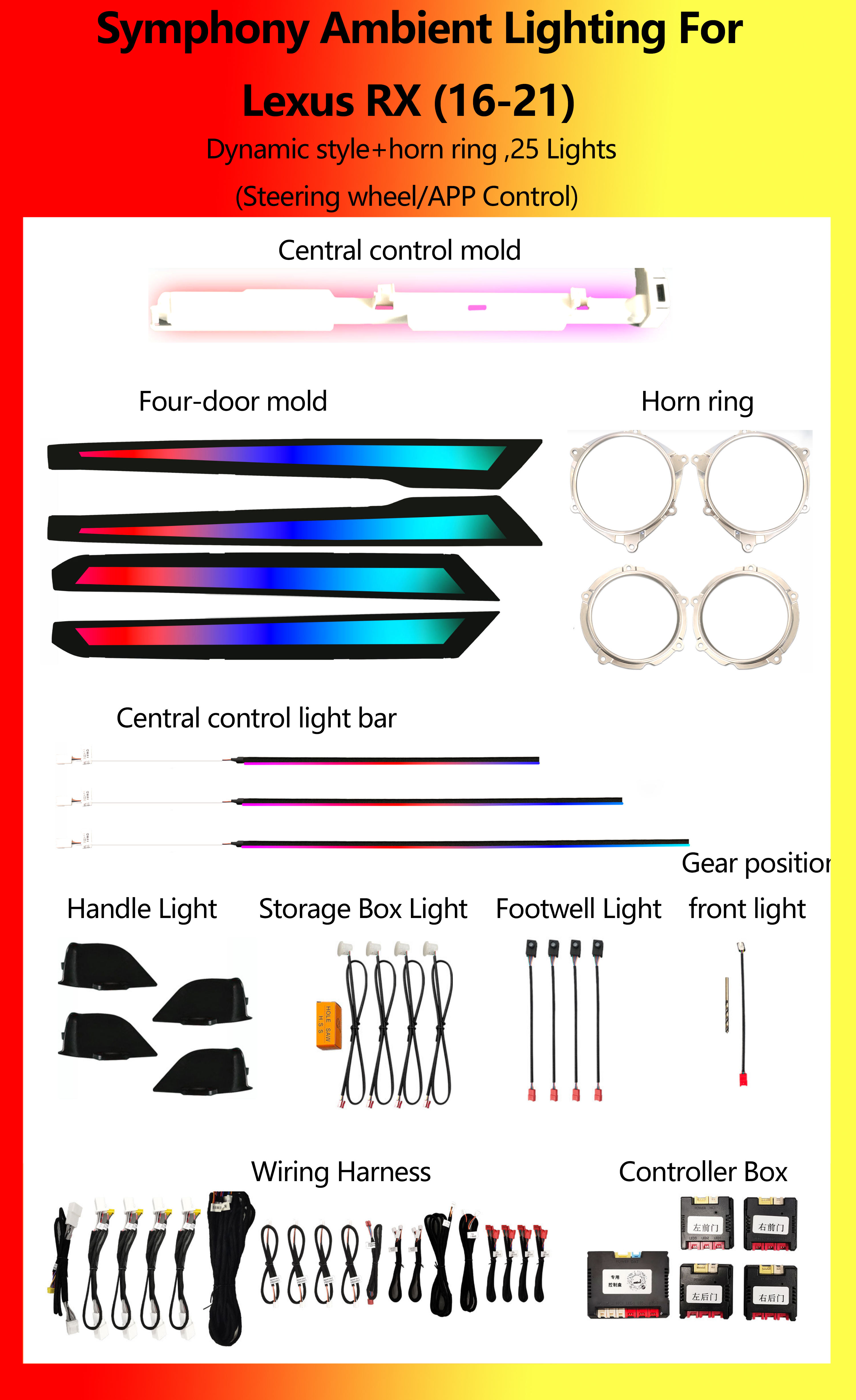 Lexus RX Dynamic+anneau de klaxon Symphony 25 lumières