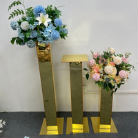 Nouveau support de fleurs de table de mariage personnalisé de luxe en acier inoxydable brillant or et argent pour la décoration de la maison et des événements