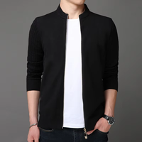 Pull en maille unisexe à fermeture éclair noir, logo personnalisé, mode automne-hiver, vente en gros, cardigan, veste en maille unisexe, pull cardigan pour homme