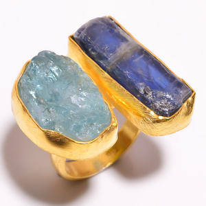 แหวนชุบทองเงินสเตอริง925 kyanite สีเขียวธรรมชาติแหวนชุบทองอัญมณีควอตซ์รูปกุหลาบเครื่องประดับเงินทำมือ - Product Image 6