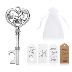 Mr & Mrs Key Bottle Opener Pendant Wedding Favor Gift With Tags And Bag Classical Style Portable <b>Beer</b> Charm - Product Image 2