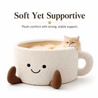 Lit pour animaux de compagnie en forme de tasse de thé, pour chat et chien, en corde de coton tressée et peluche, doux et confortable, forme donut, pour petit chiot, OEM, vente en gros