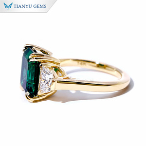 Tianyu Đá Quý 14K Vàng Vàng 8*9Mm Phòng Thí Nghiệm Ngọc Lục Bảo Và Phòng Thí Nghiệm Kim Cương Def Vs1 Nửa Mặt Trăng Cắt Thời Trang Sang Trọng Phụ Nữ Nhẫn - Product Image 3