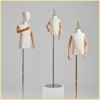 Mannequins Enfants Garçon Fille avec Support Doré Demi-Corps pour Présentation de Vêtements