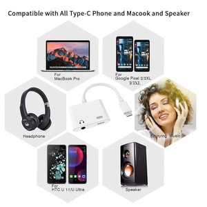 Horug — <span class=keywords><strong>adaptateur</strong></span> audio de type c 2 en 1, <span class=keywords><strong>pour</strong></span> <span class=keywords><strong>casque</strong></span>, avec prise <span class=keywords><strong>jack</strong></span> 3.5mm aux, <span class=keywords><strong>pour</strong></span> Huawei, Samsung - Product Image 6