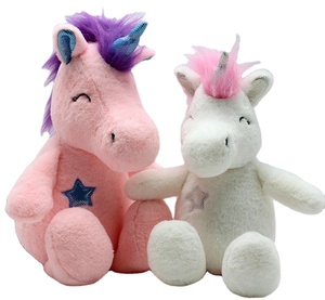 Giocattolo farcito <span class=keywords><strong>unicorno</strong></span> degli occhi di sorriso <span class=keywords><strong>viola</strong></span> rosa con l'<span class=keywords><strong>unicorno</strong></span> della peluche del giocattolo molle dei bambini del fumetto su ordinazione del corno lucido - Product Image 4