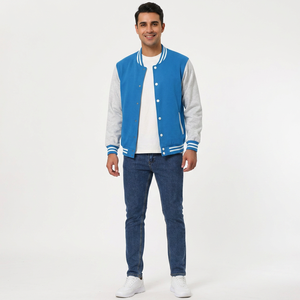 Blousons universitaires personnalisés pour hommes, broderie OEM lourde, col montant, logo frontal, coton respirant, rouge, en gros, 2026 - Product Image 1