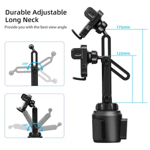 Universal Car Cup Holder Suction Cup Phone Mount Long Arm Cell Phone Holder Adjustable 360 Rotation Smartphone Stand For Car