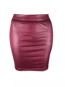 Falda de tubo de cuero PU de imitación Simple para mujer, vestido de estilo corto, Mini falda informal elástica Simple de Base delgada coreana - Product Image 2
