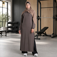 Ensemble de sport modeste Zaynab surdimensionné pour femme musulmane, tunique longue fendue sur le côté, leggings très extensibles, respirant, écologique, séchage rapide, anti-UV