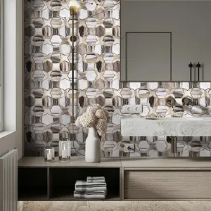 Özelleştirilebilir Modern el yapımı 3d düzensiz kabuğu ve sopa banyo sanat Diy mozaik çini
