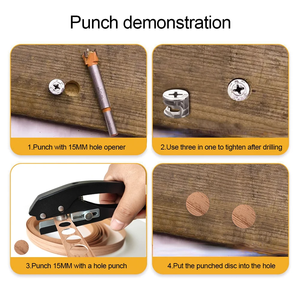 Pince à découper les trous de vis en bois, outil de poinçonnage à biseau plat, 4/5/6/8/10mm, avec forets - Product Image 3