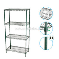 Étagère de rangement robuste à 4 niveaux, 18 po de profondeur, 36 po de largeur, en acier avec revêtement époxy vert, pour épicerie, restaurant, salle de repas