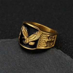 Hip Hop Oil Drip Jewelry Hoop <b>Ring</b> 18k Gold Plated Eagle <b>Rings</b> <b>for</b> <b>Men</b> - Product Image 2